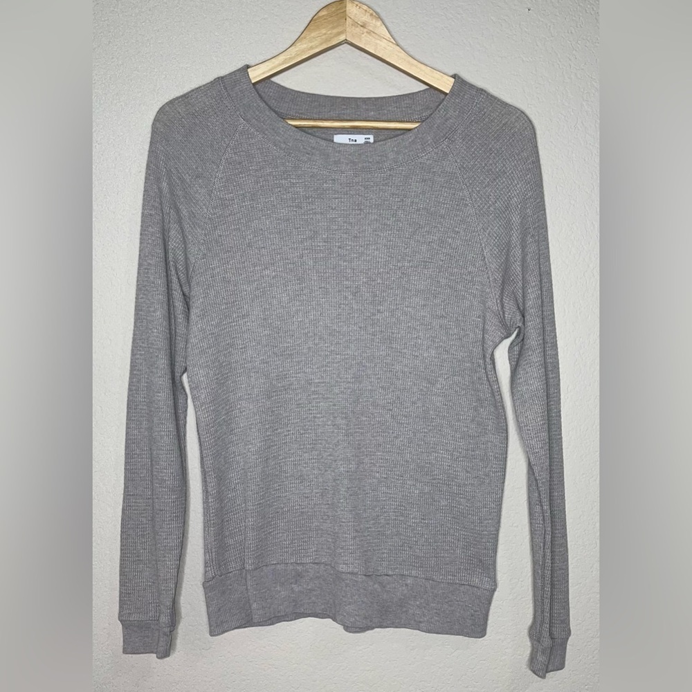 Aritzia TNA Andrews Waffle Knit Thermal Gray Size XXS